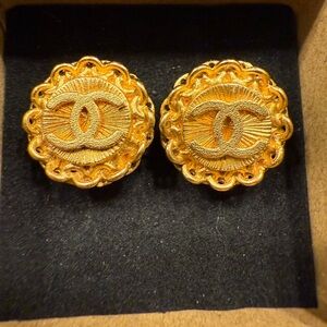 SOLD Chanel Clip-On Earrings Coco Sunbeam 95P 24K Gold Tone